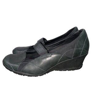 Merrell Womens Mary Jane Wedge Shoes Size 9.5 Black Leather vibram outdoor